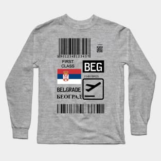 Belgrade Serbia travel ticket Long Sleeve T-Shirt